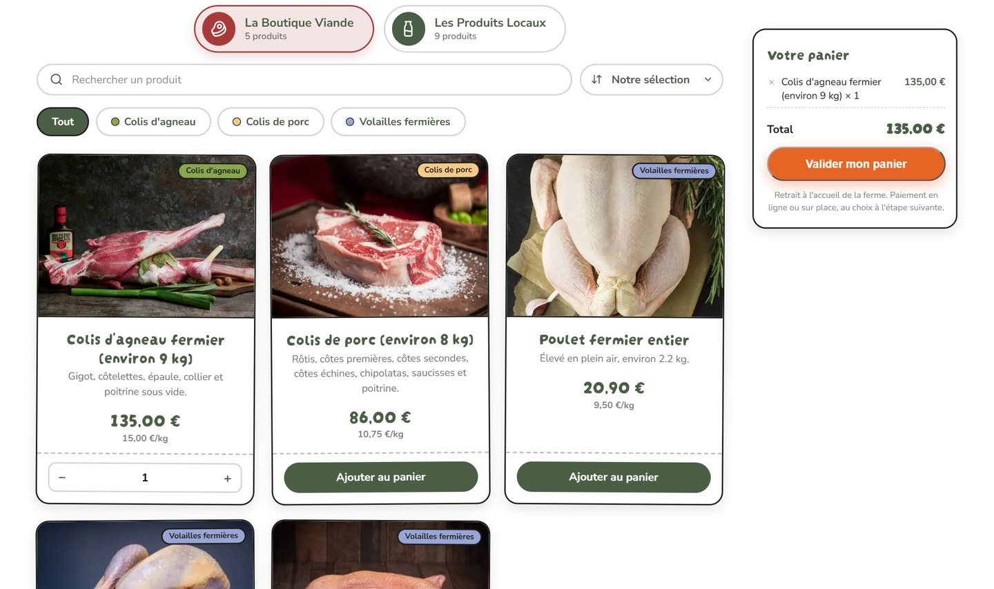 La boutique en ligne de la ferme : produits locaux et boutique viande