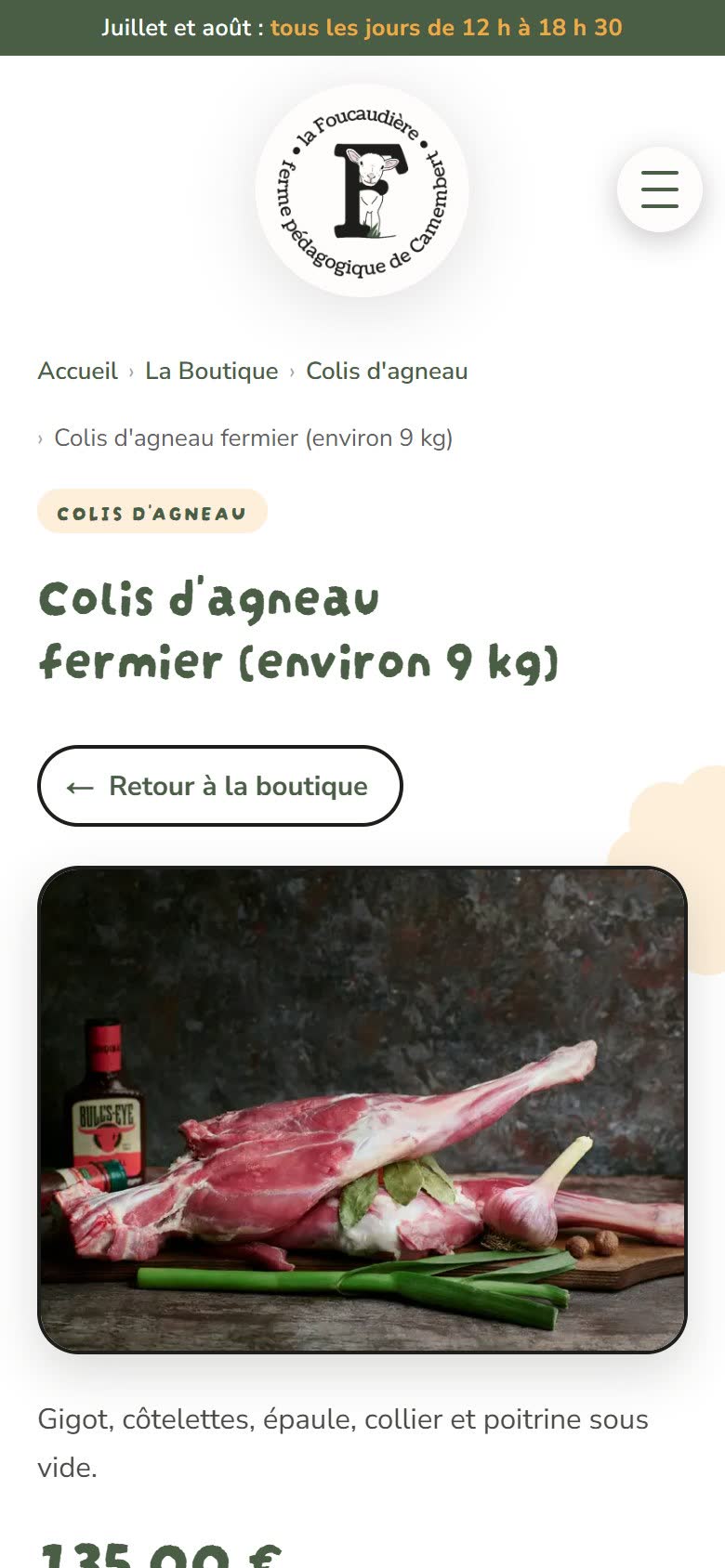La boutique sur mobile